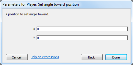 Ajustar los parámetros del ángulo hacia la posición de 