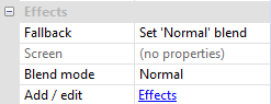Effect properties, including the Fallback setting