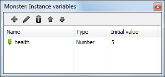 Object instance variables dialog.